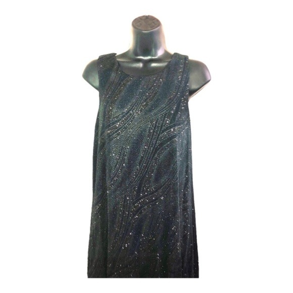 Nine West Beautiful black‎ sequin slinky sleeveless swing tent dress size 10 new - Picture 4 of 16
